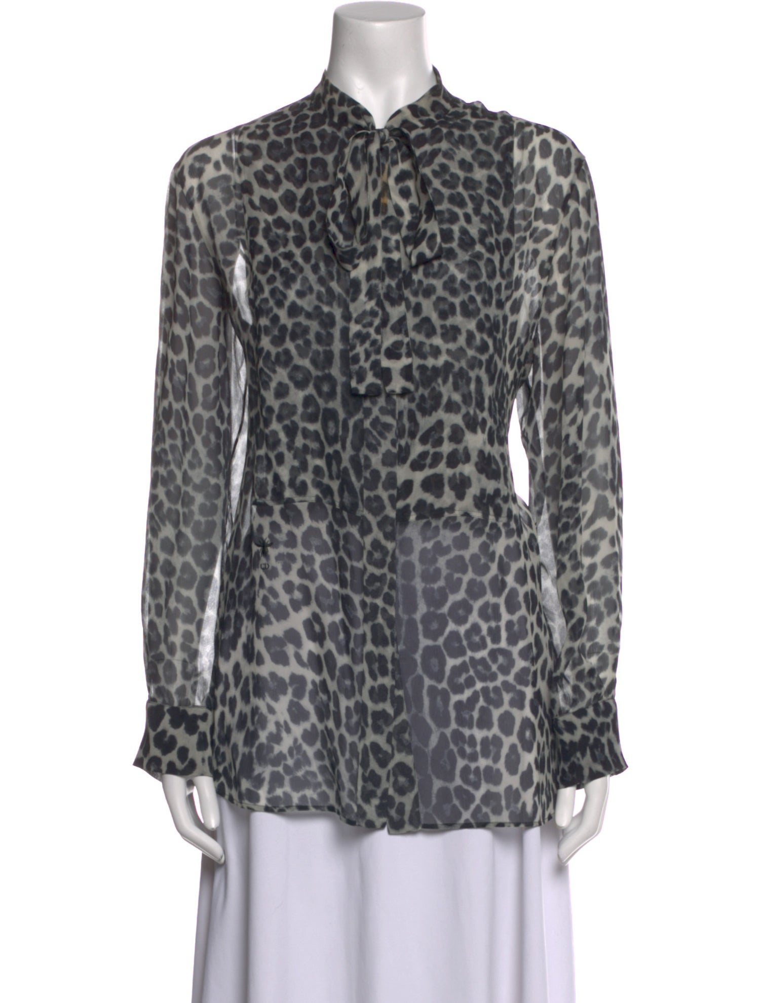 Christian Dior Silk Animal Print Button-Up Top