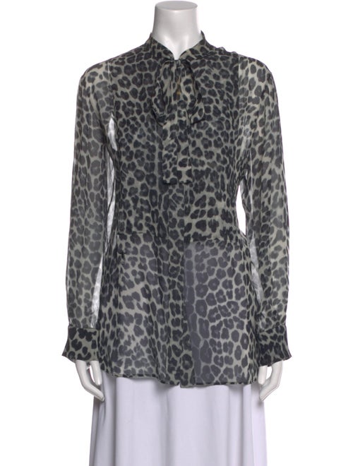 Christian Dior Silk Animal Print Button-Up Top