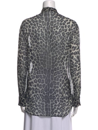 Christian Dior Silk Animal Print Button-Up Top