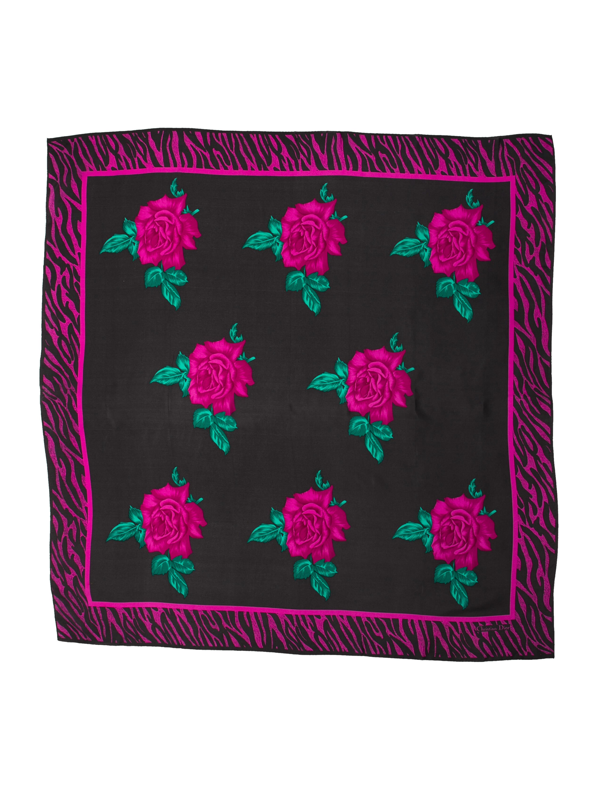 Christian Dior 1980's Floral Print Scarf