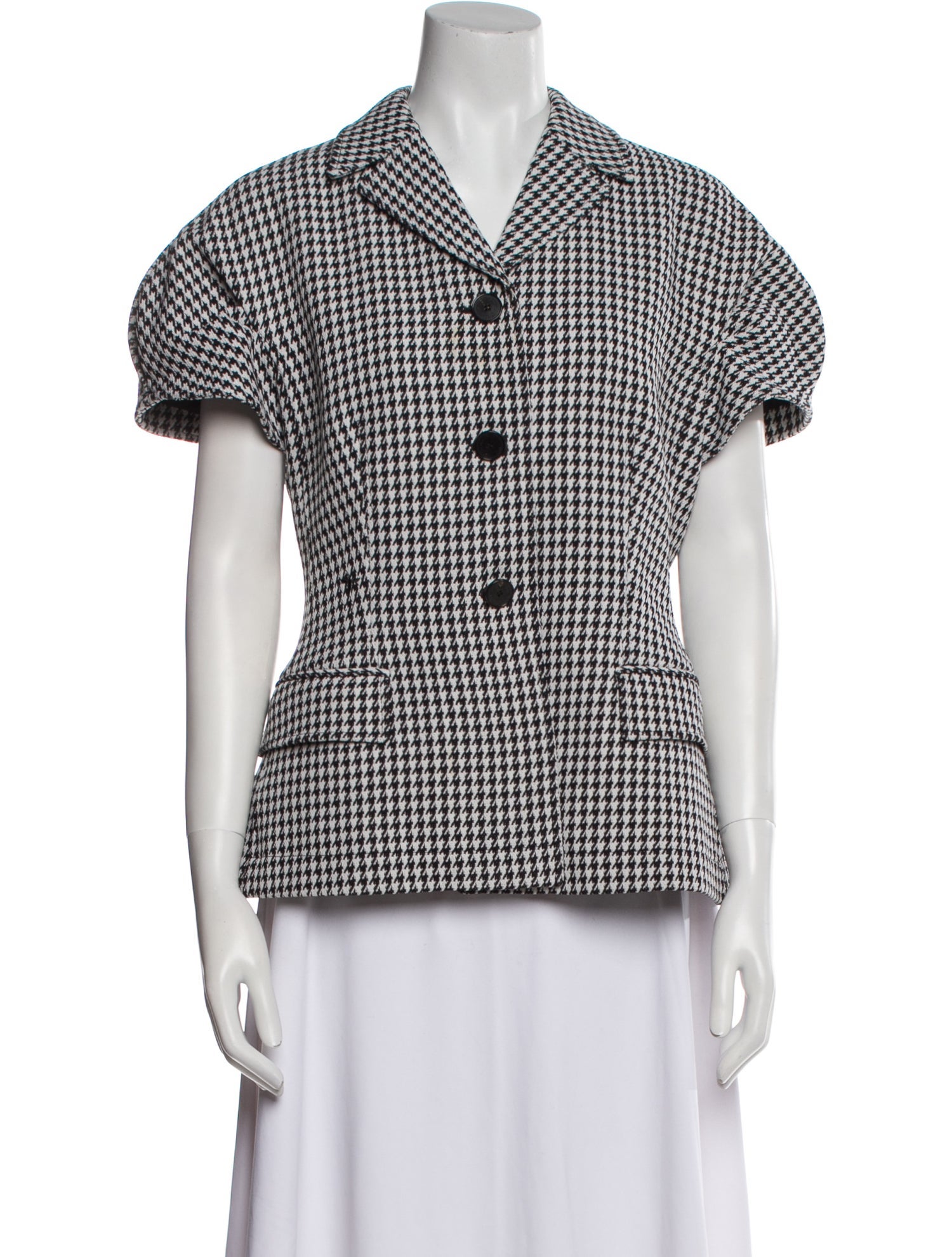 Christian Dior Wool Houndstooth Print Jacket