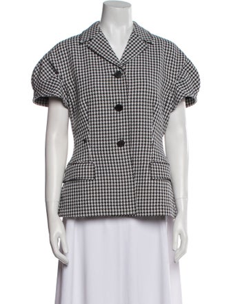 Christian Dior Wool Houndstooth Print Jacket