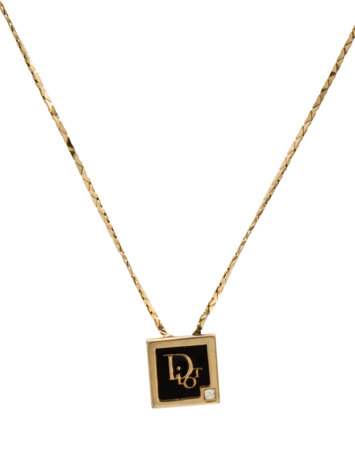 Christian Dior Vintage Crystal & Enamel Pendant Necklace