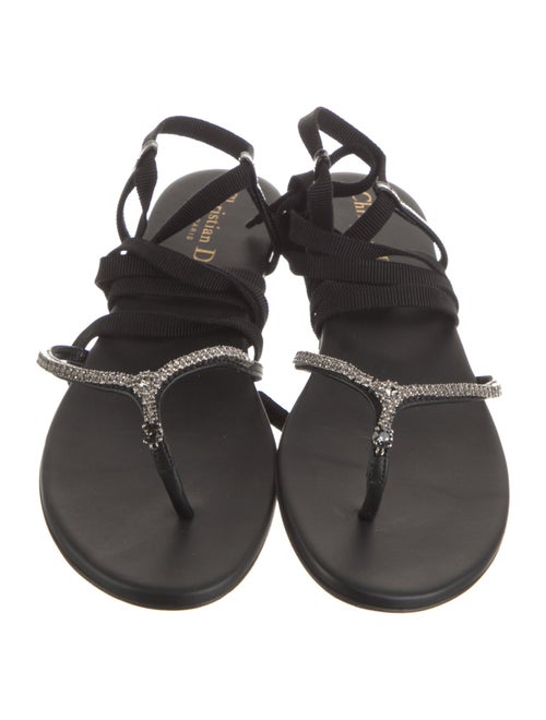 Christian Dior Leather Crystal Embellishments Sandals