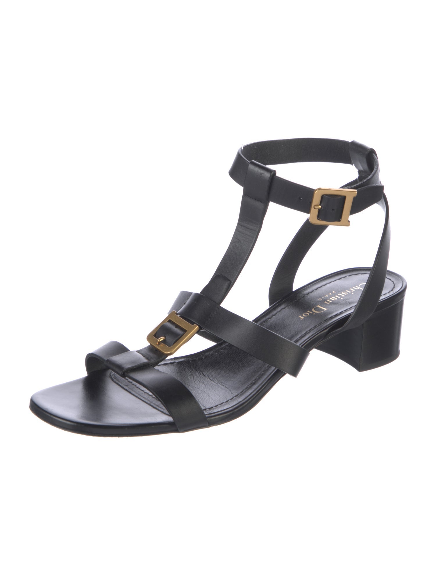 Christian Dior Leather T-Strap Sandals