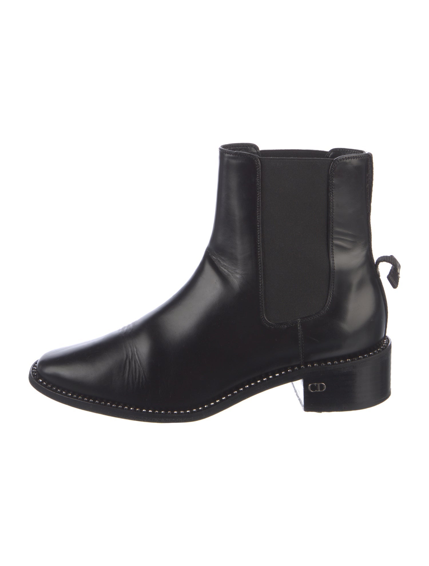 Christian Dior Leather Crystal Embellishments Chelsea Boots