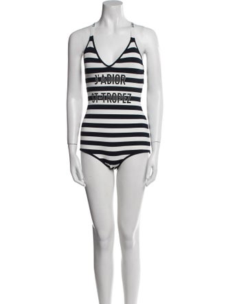 Christian Dior Graphic Print V-Neck Bodysuit