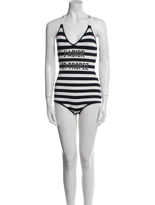 Christian Dior Graphic Print V-Neck Bodysuit