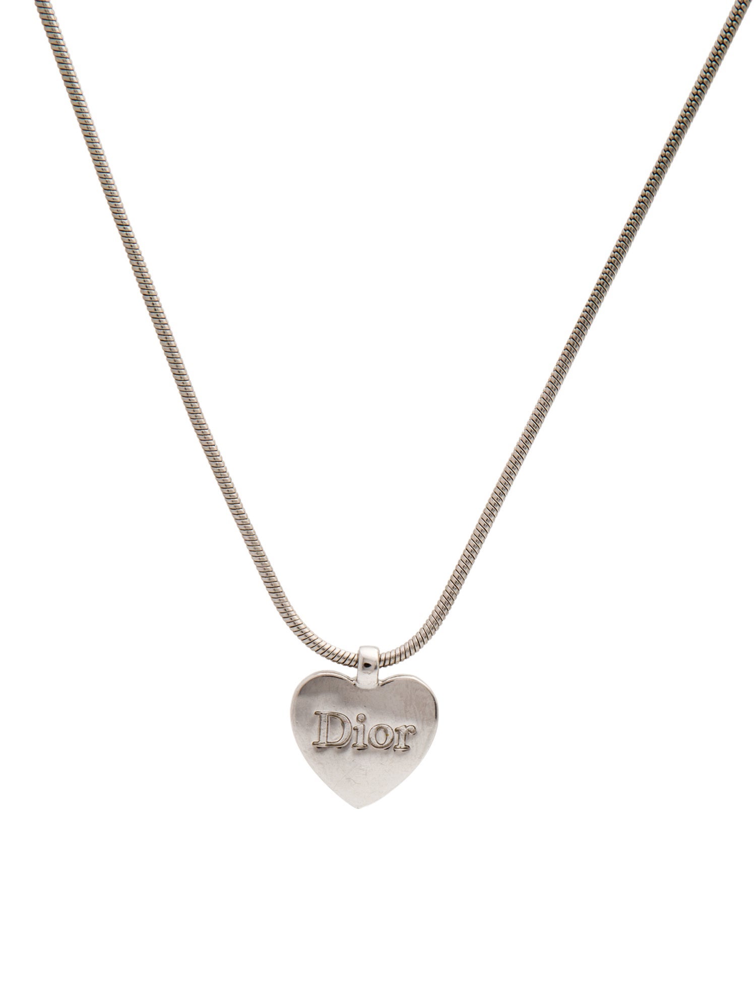 Christian Dior Vintage Logo Heart Pendant Necklace
