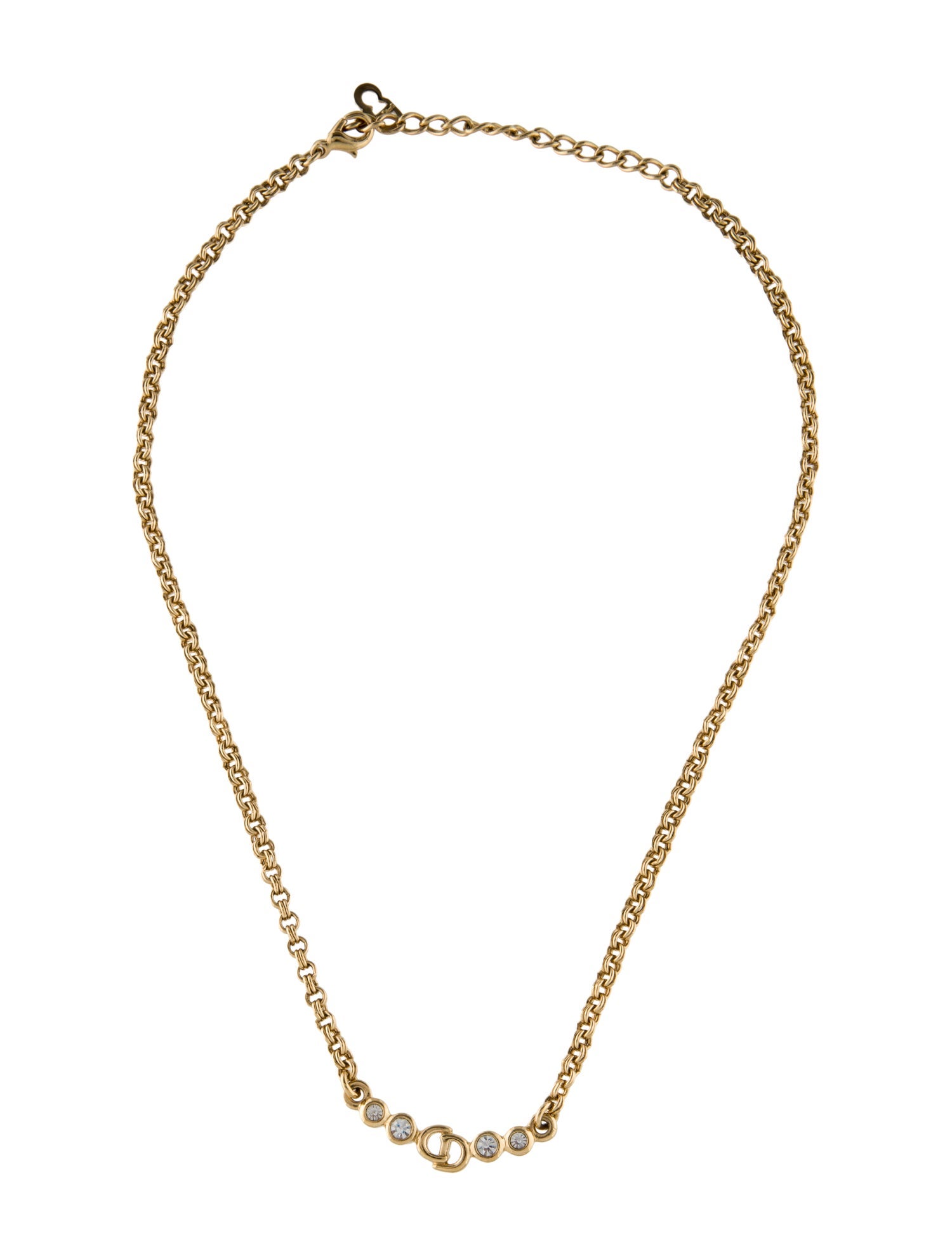 Christian Dior Vintage Crystal CD Pendant Necklace