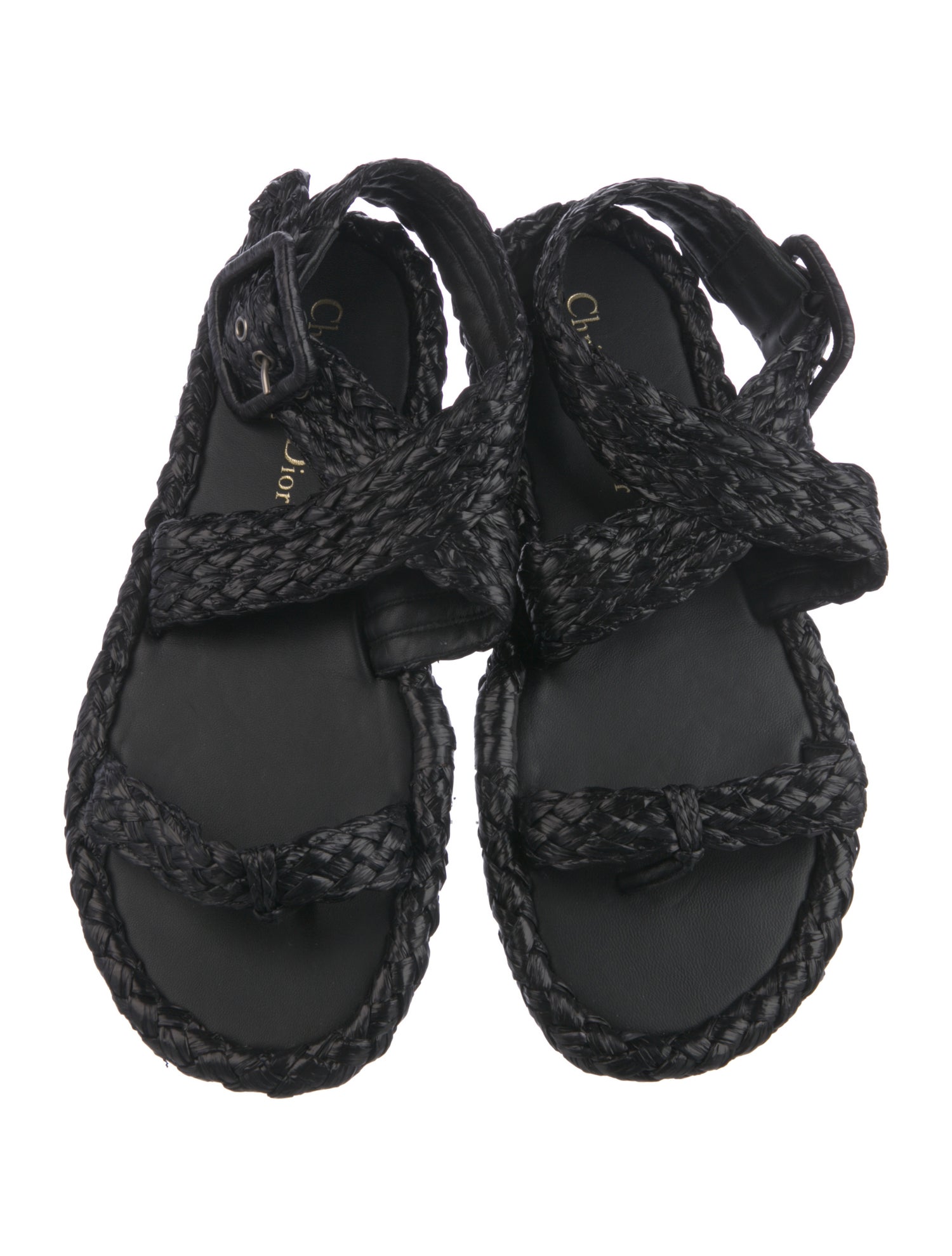 Christian Dior Raffia Printed Slingback Sandals