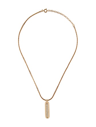 Christian Dior Vintage Crystal Bar Pendant Necklace