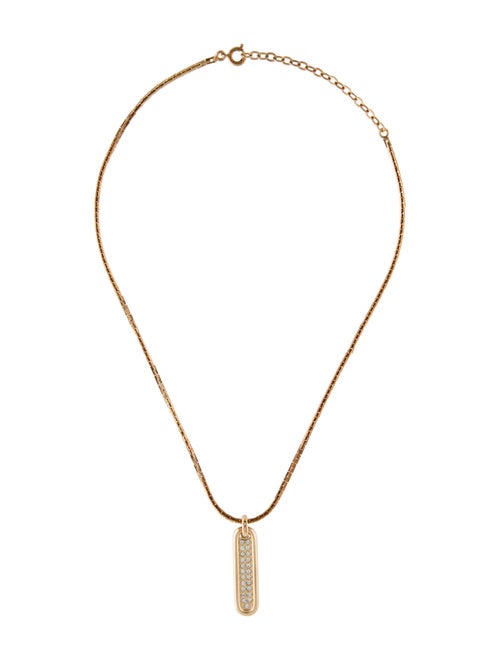 Christian Dior Vintage Crystal Bar Pendant Necklace