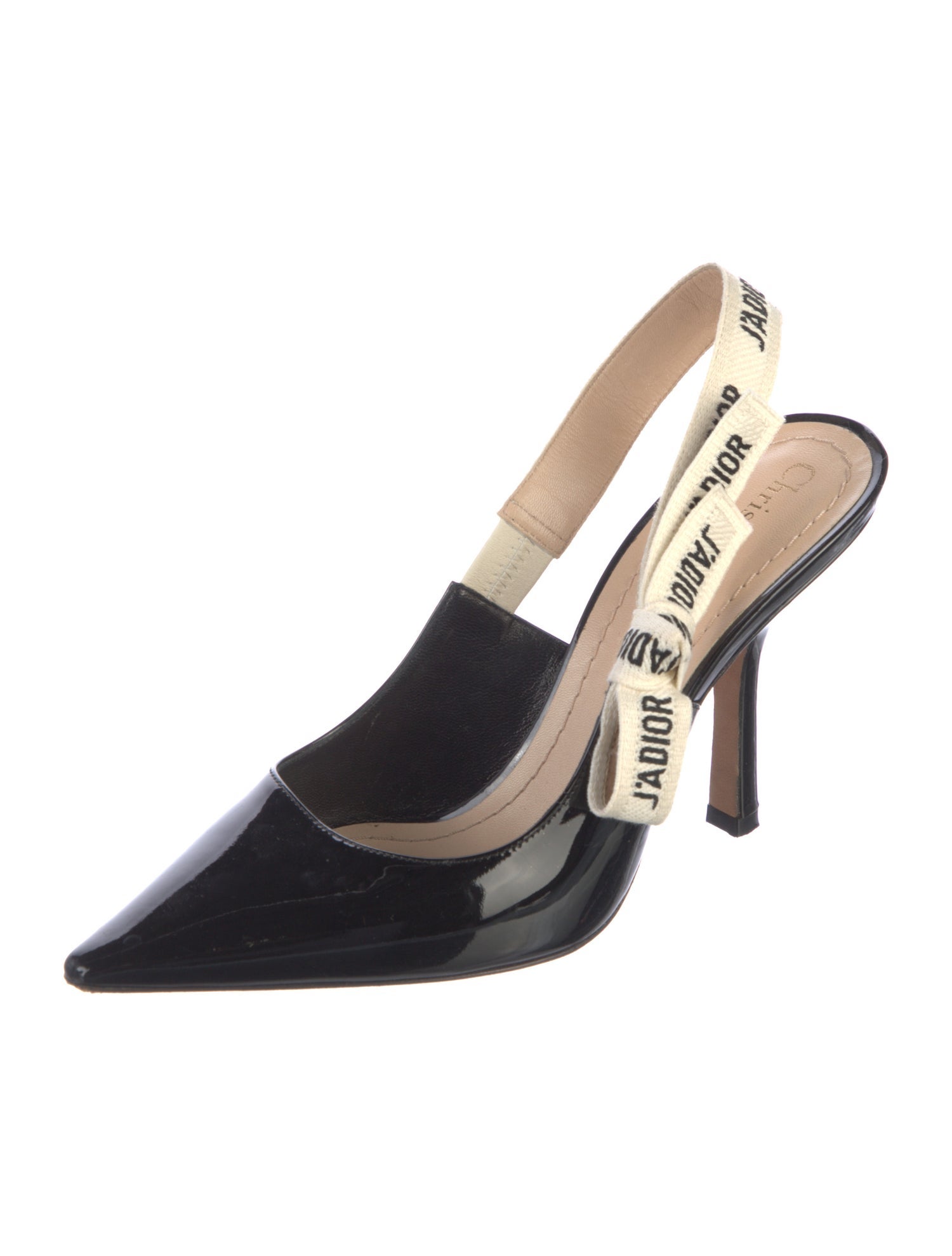 Christian Dior Patent Leather Graphic Print Slingback Pumps