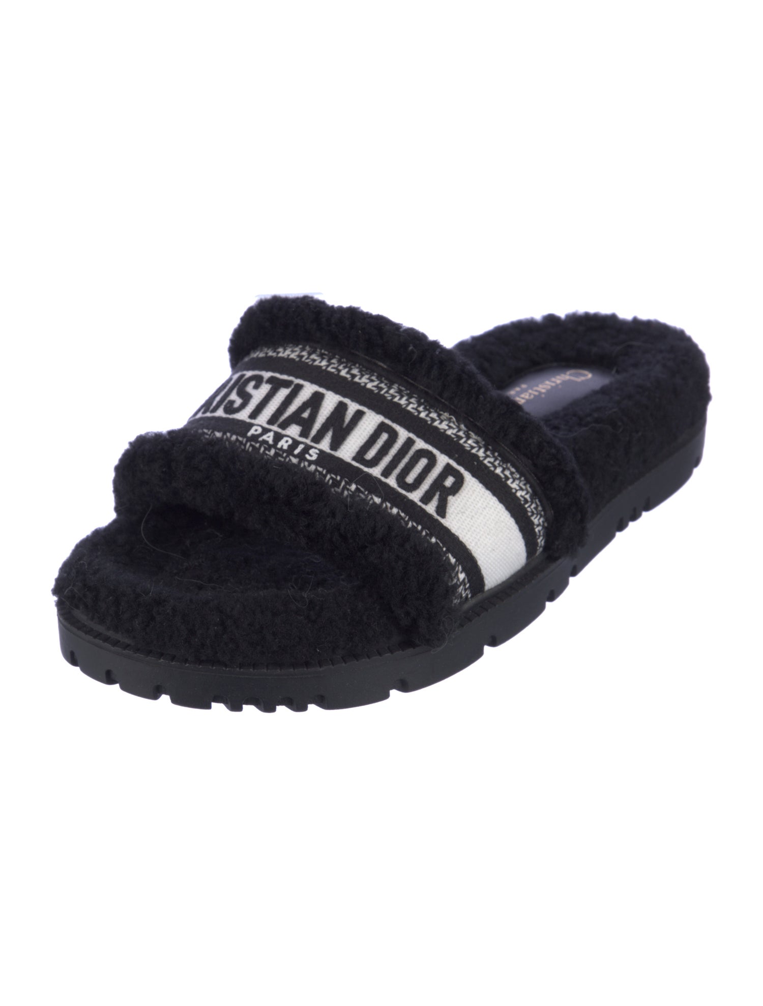 Christian Dior Shearling Printed Slides