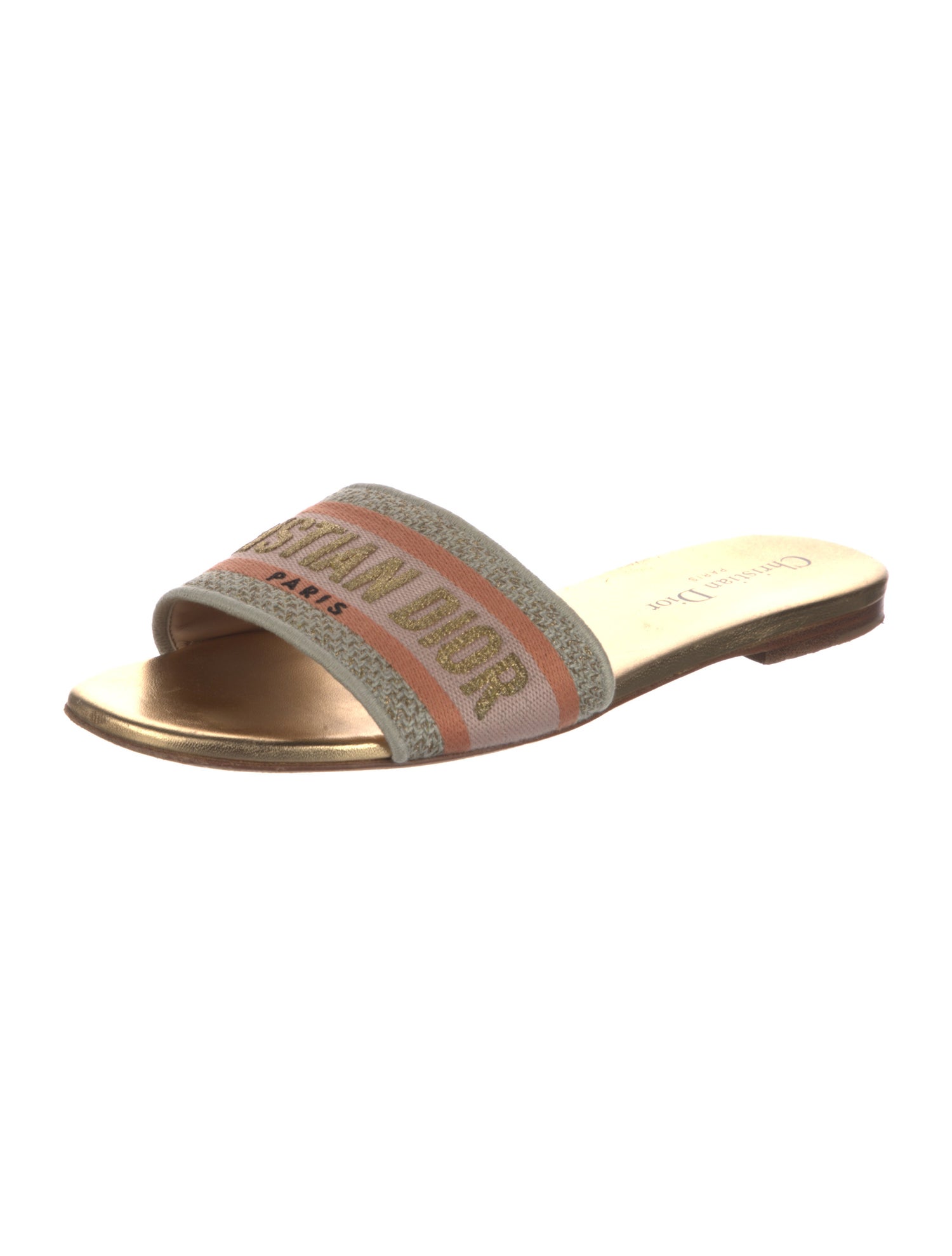 Christian Dior Printed Embroidered Accent Slides