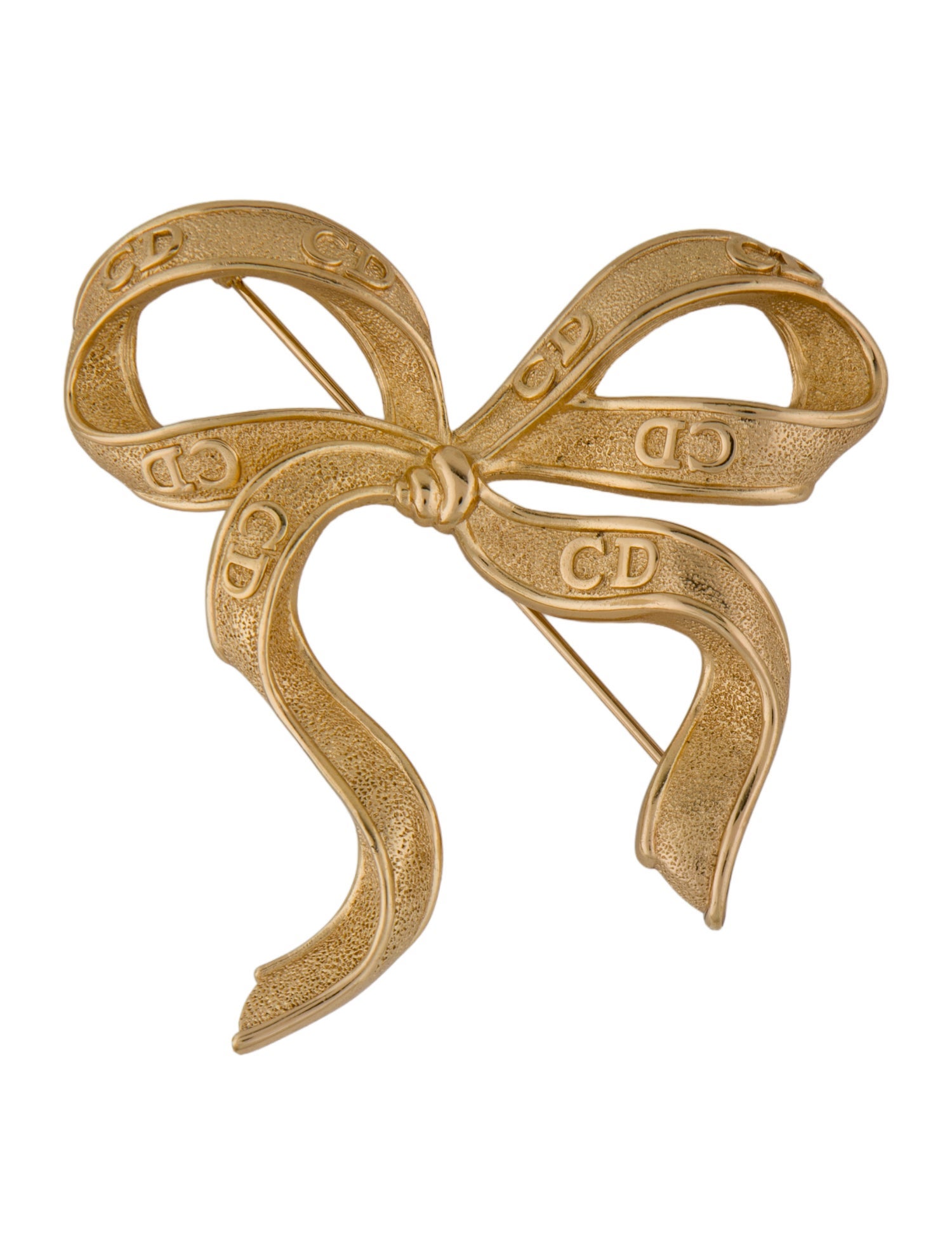 Christian Dior Vintage Logo Bow Pin Brooch