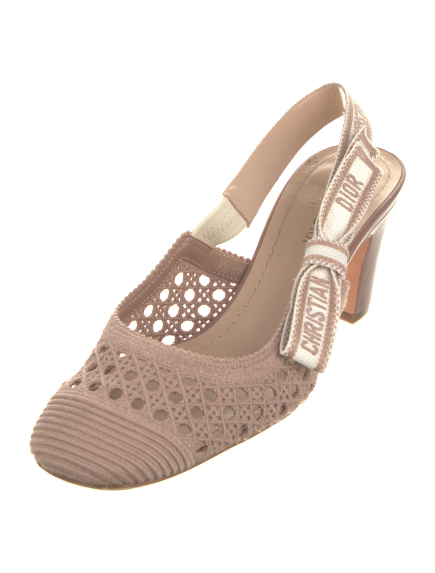 Christian Dior Cannage Pattern Canvas Slingback Pumps