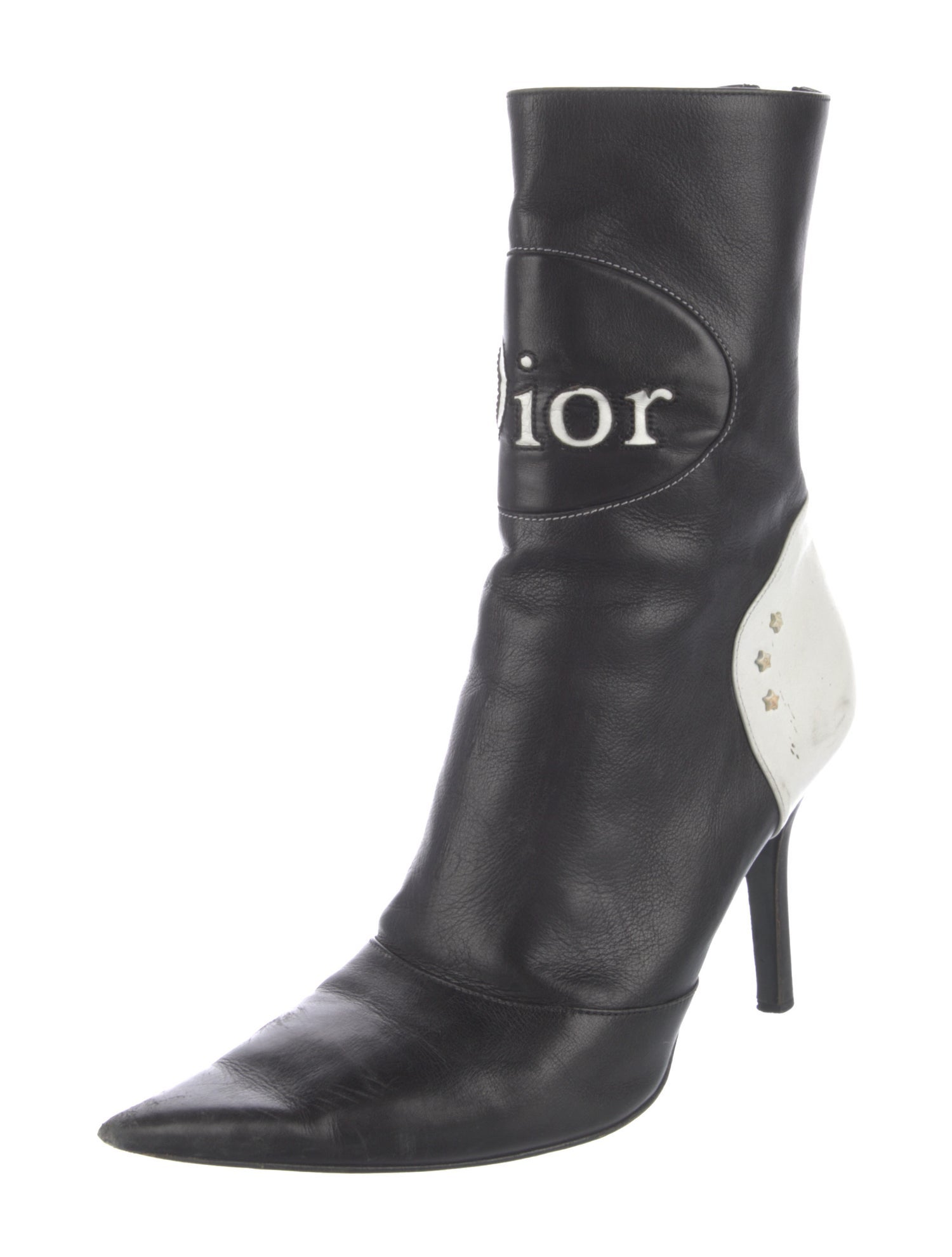Christian Dior Leather Colorblock Pattern Boots