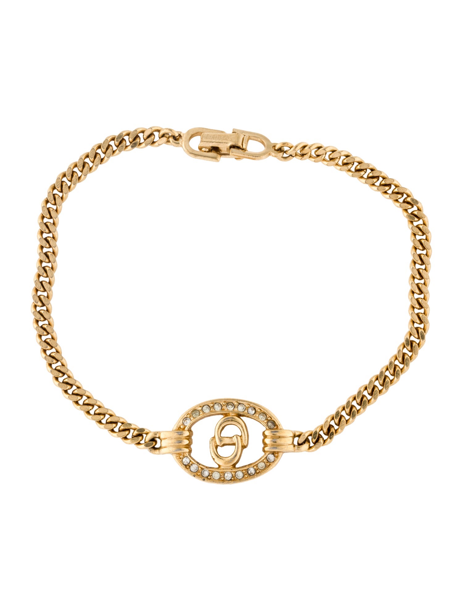 Christian Dior Vintage Crystal CD Link Bracelet