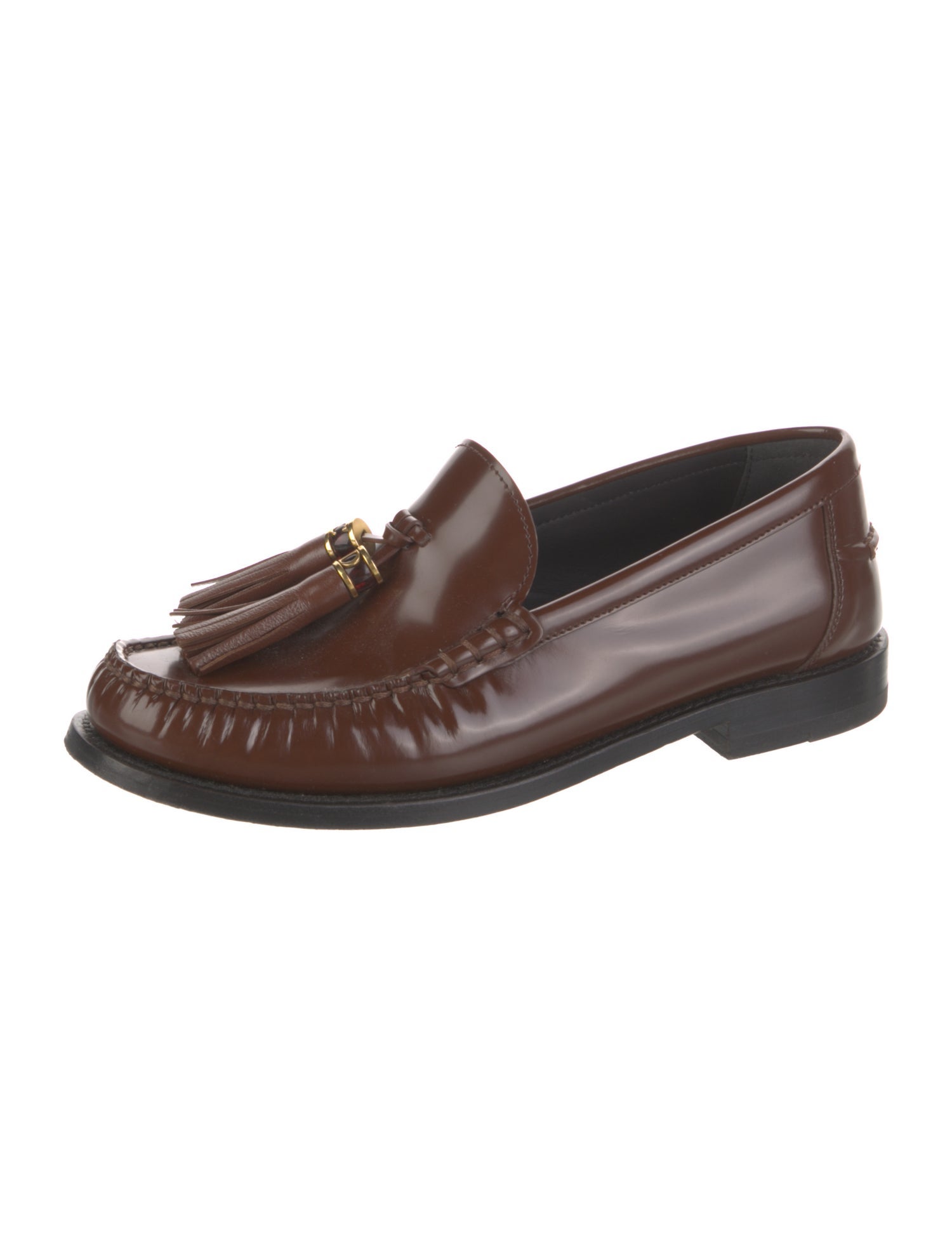 Christian Dior Leather Tassel Accents Loafers