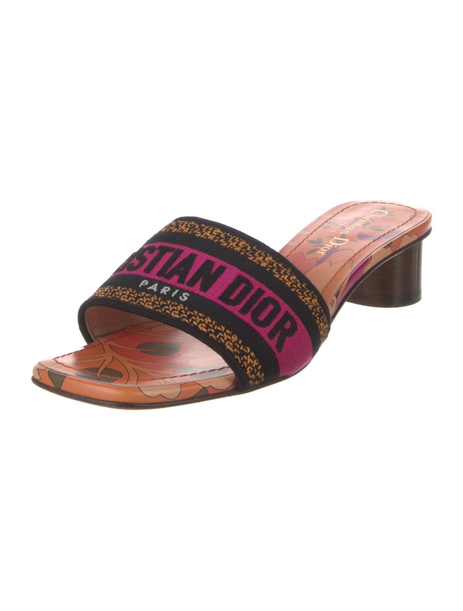 Christian Dior Printed Embroidered Accent Slides