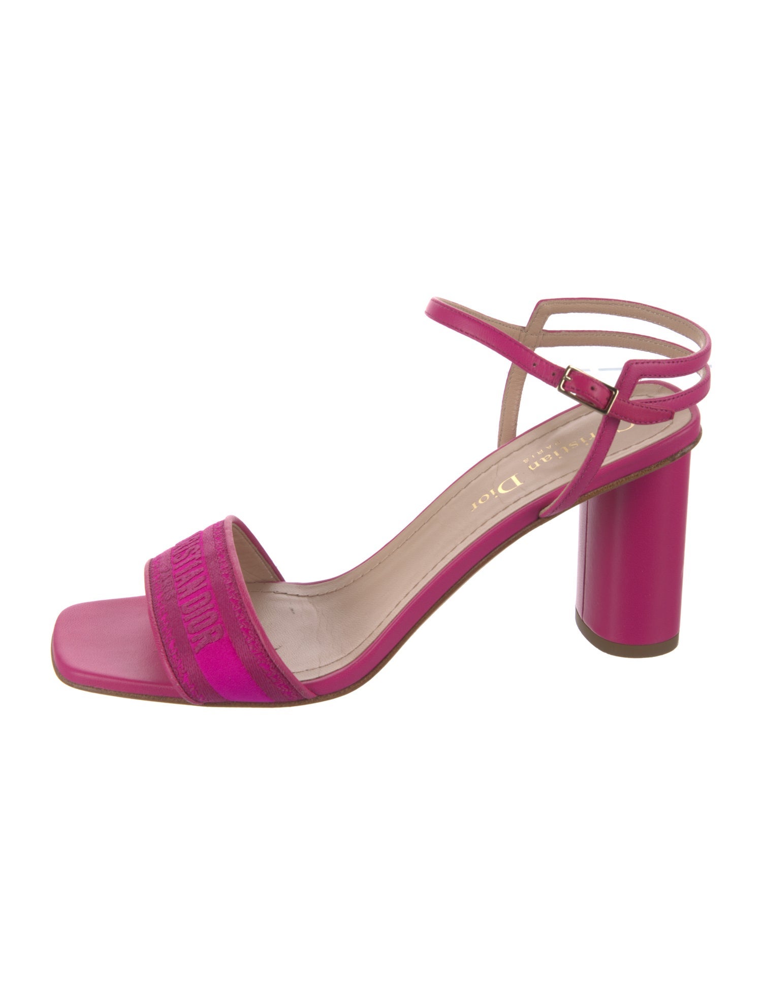 Christian Dior Leather Embroidered Accent Sandals