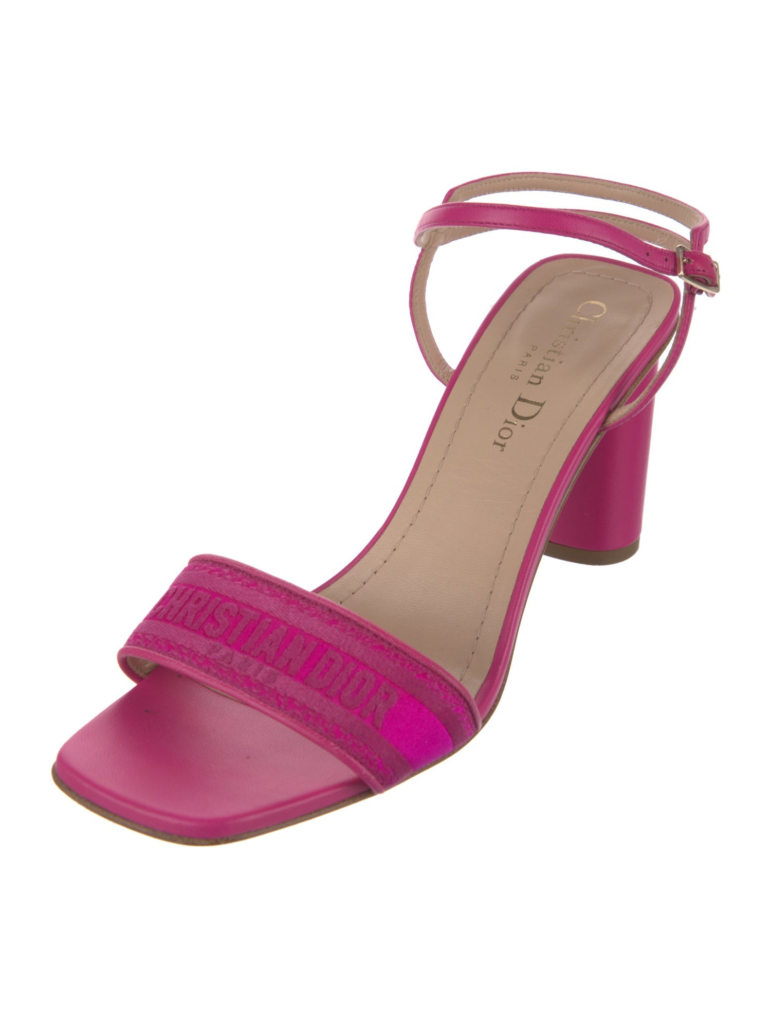 Christian Dior Leather Embroidered Accent Sandals