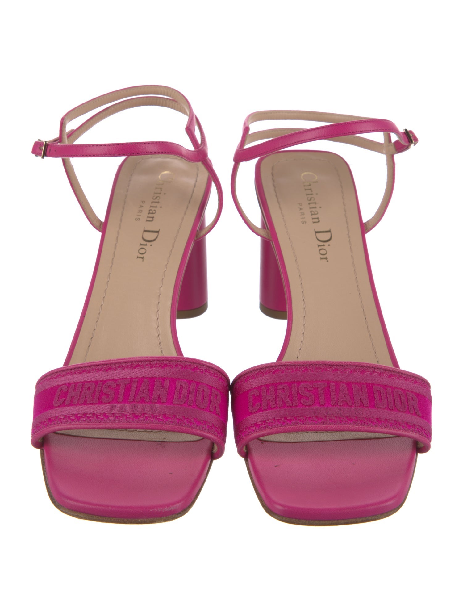 Christian Dior Leather Embroidered Accent Sandals