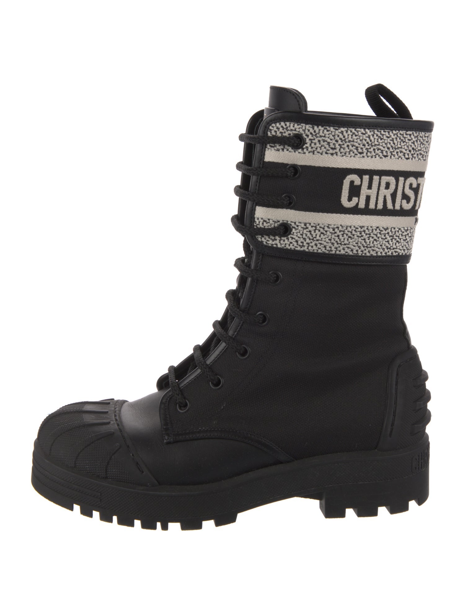 Christian Dior Canvas Graphic Print Combat Boots
