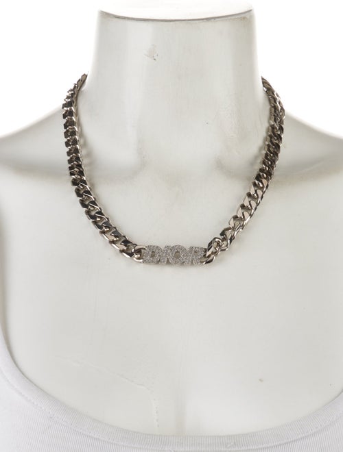 Christian Dior Crystal Italic Chain Necklace
