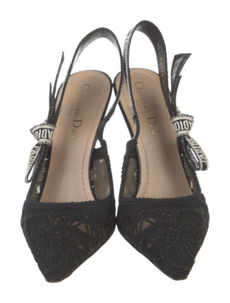 Christian Dior Mesh Embroidered Accent Slingback Pumps