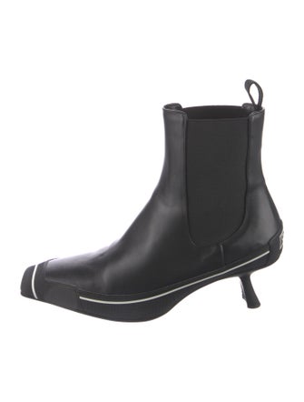 Christian Dior Leather Grosgrain Trim Chelsea Boots