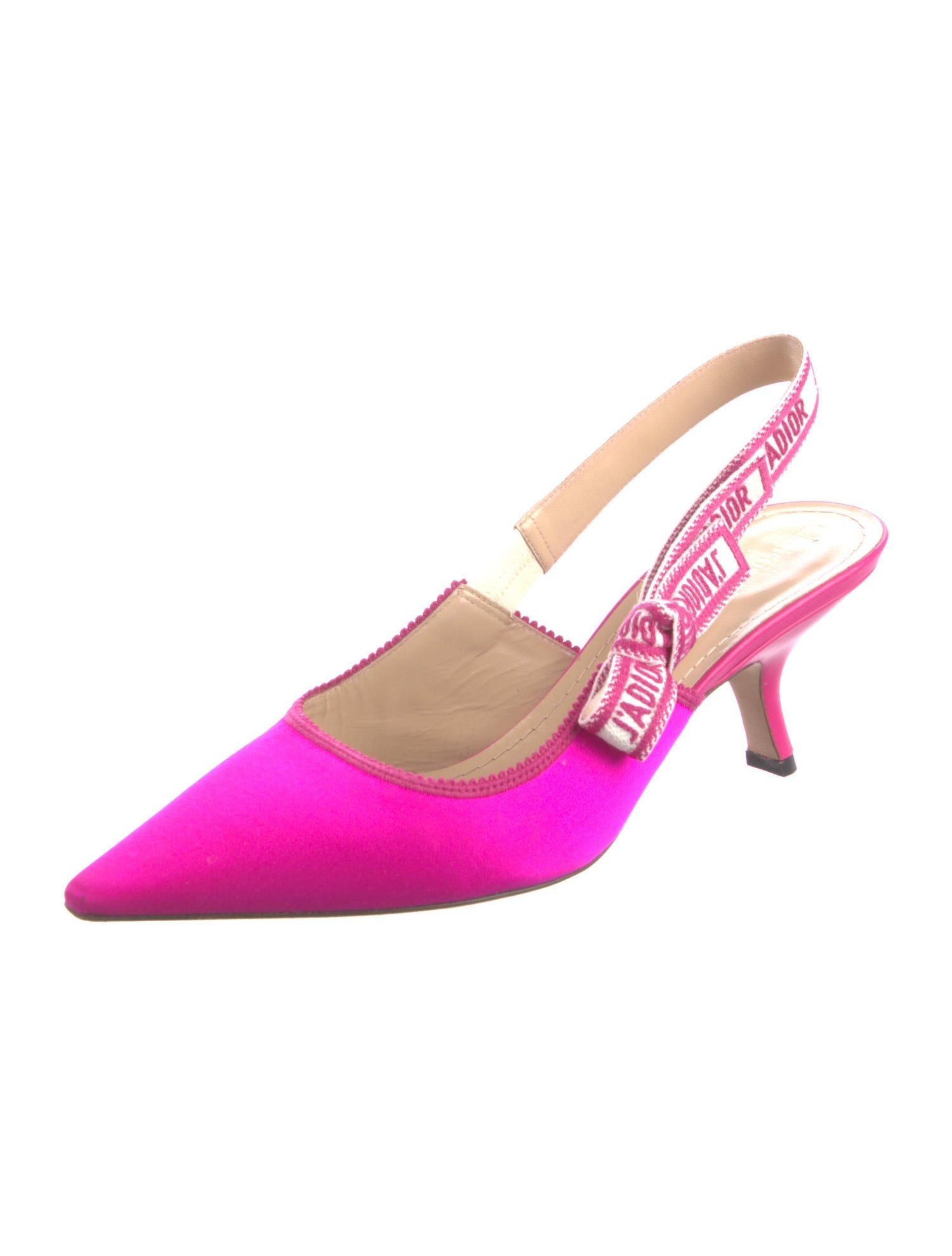 Christian Dior Satin Bow Accents Slingback Pumps