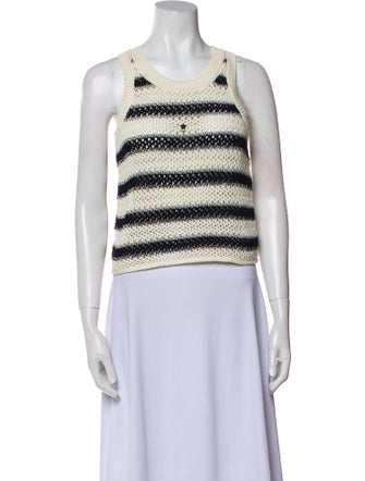 Christian Dior Striped Scoop Neck Crop Top