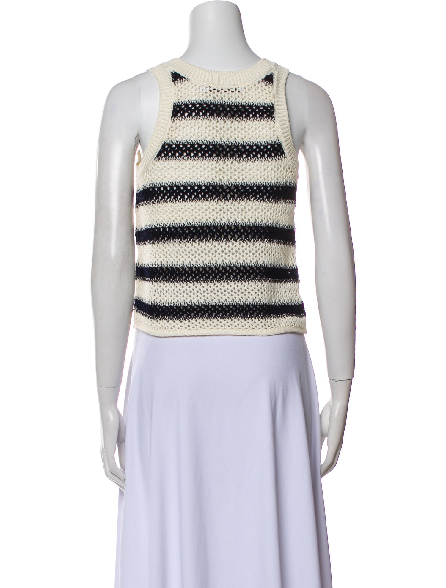 Christian Dior Striped Scoop Neck Crop Top