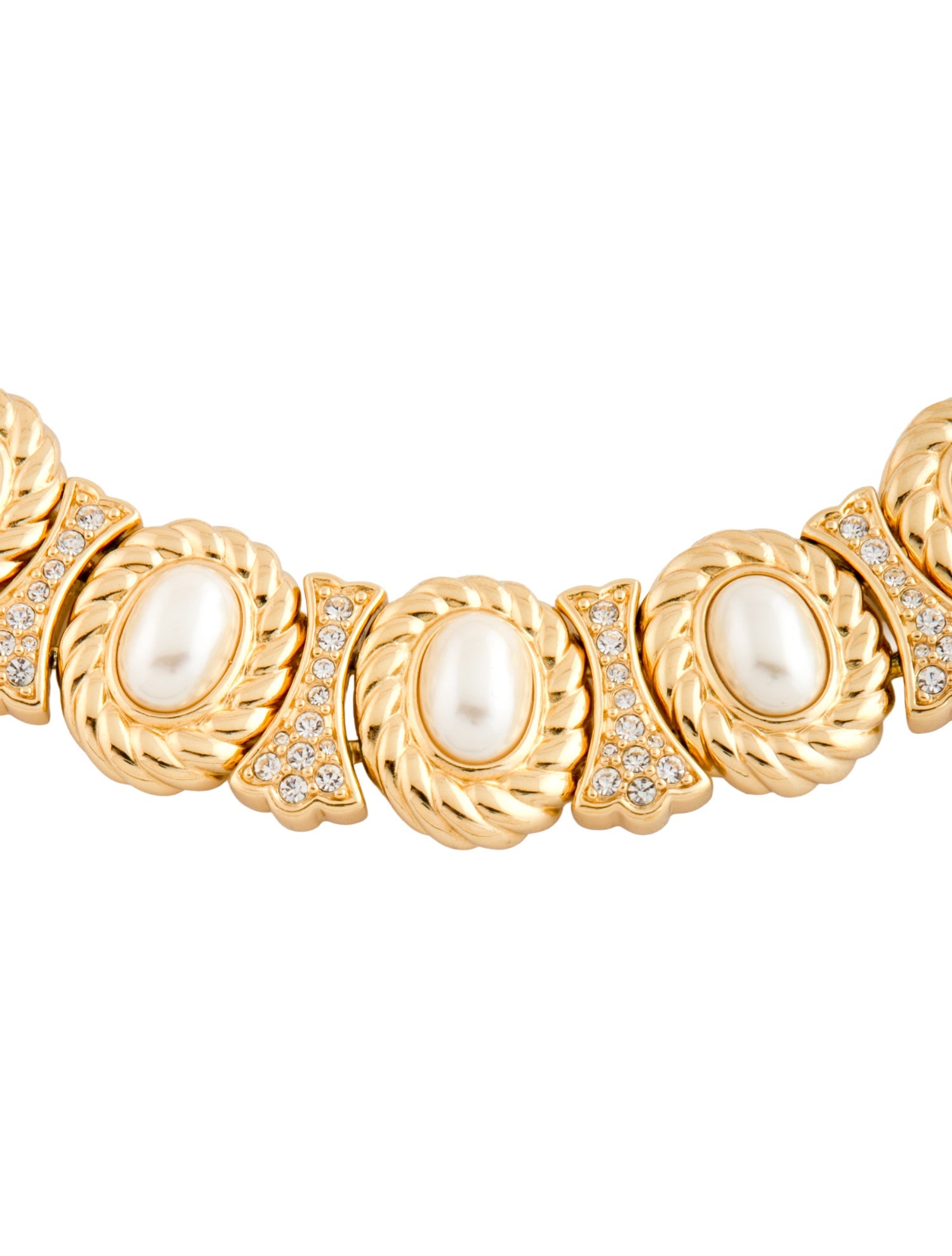 Christian Dior Vintage Faux Pearl & Crystal Collar Necklace