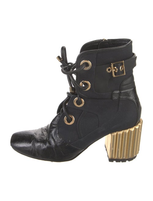 Christian Dior Canvas Lace-Up Boots