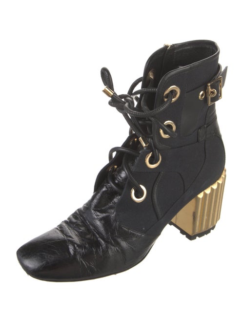 Christian Dior Canvas Lace-Up Boots