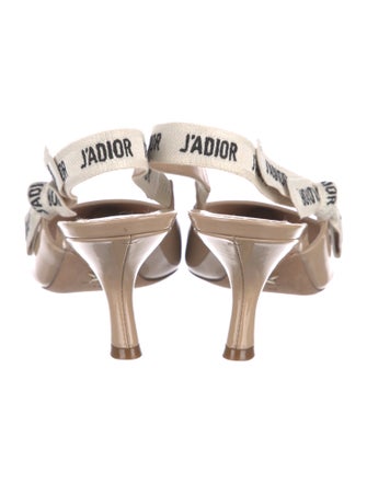 Christian Dior Patent Leather Graphic Print Slingback Pumps