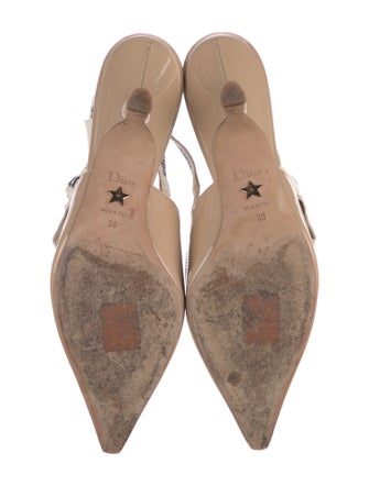 Christian Dior Patent Leather Graphic Print Slingback Pumps