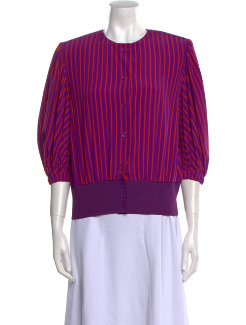 Christian Dior Striped Crew Neck Blouse
