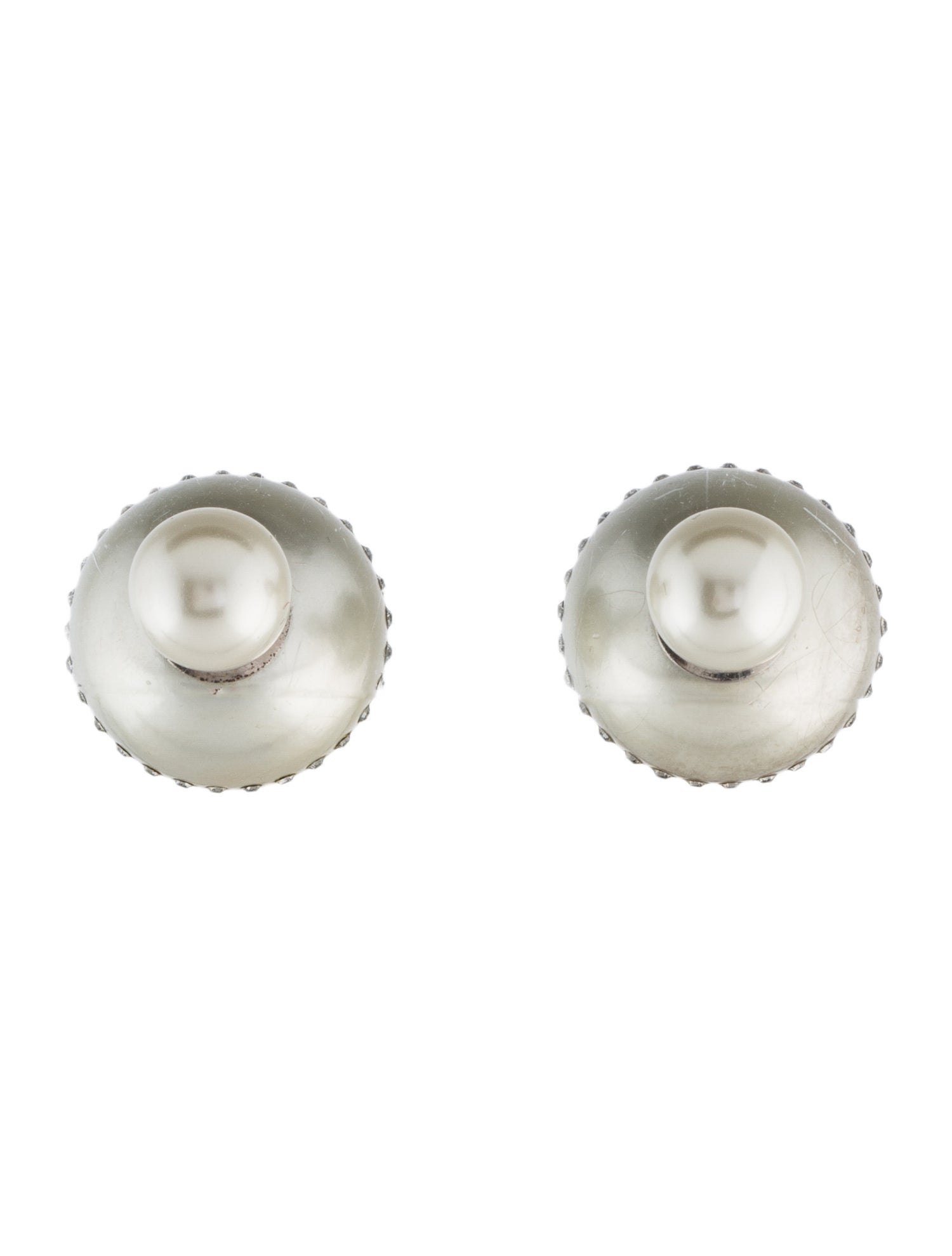 Christian Dior Crystal & Faux Pearl Tribales Earrings