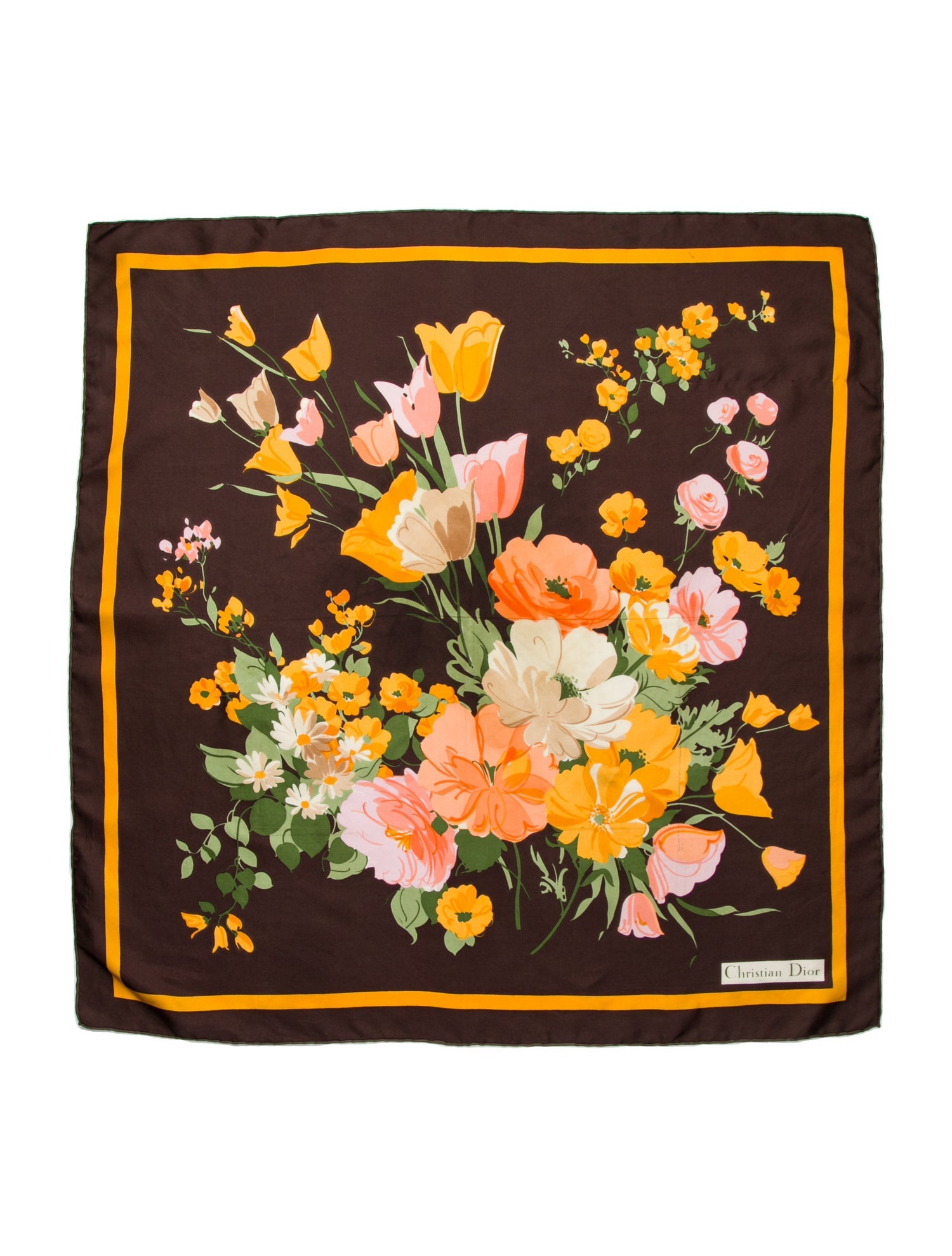 Christian Dior Silk Floral Print Scarf