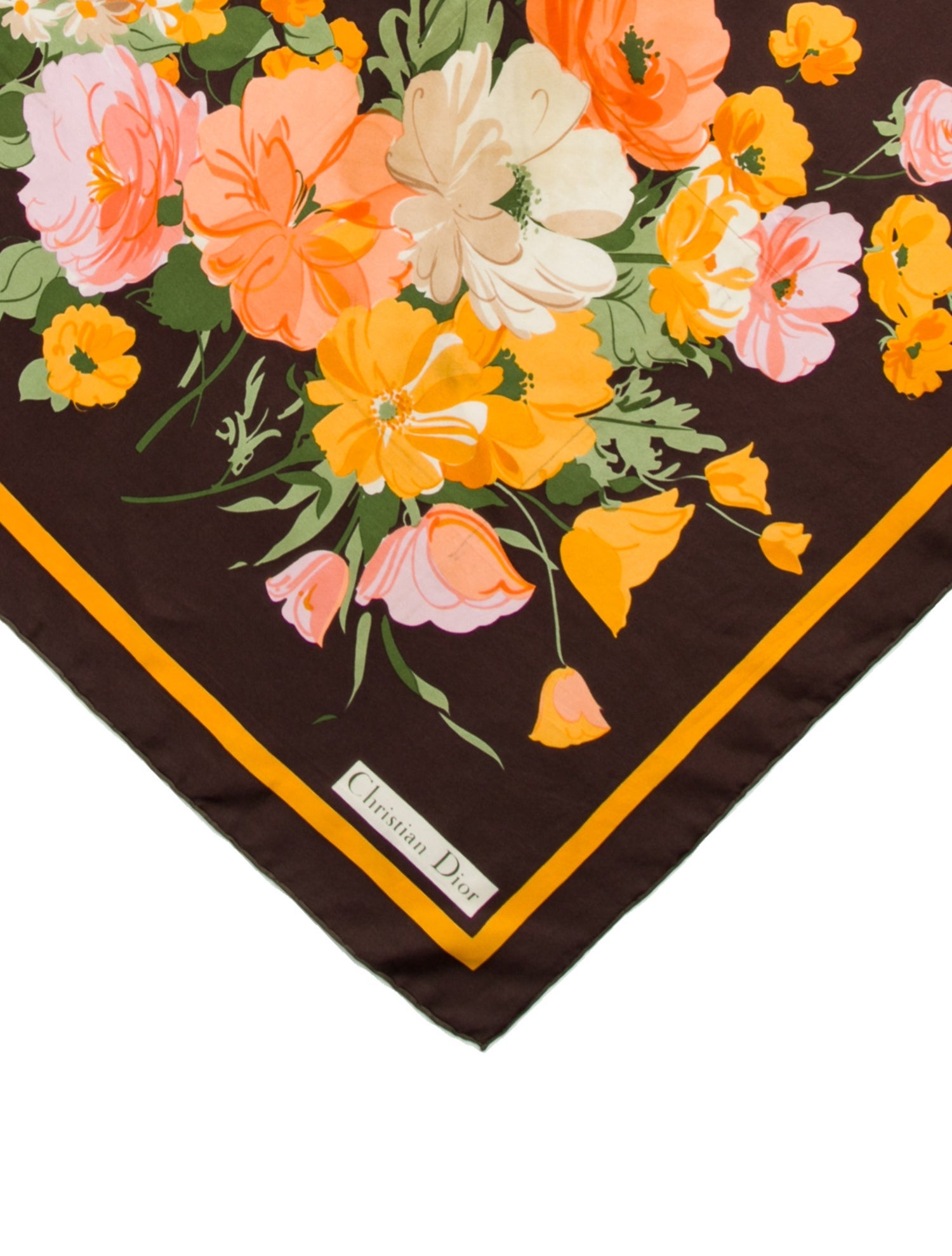 Christian Dior Silk Floral Print Scarf