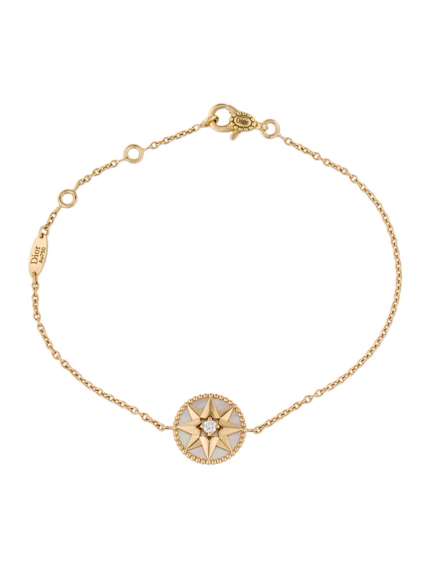 Christian Dior 18K Mother of Pearl & Diamond Rose Des Vents Bracelet