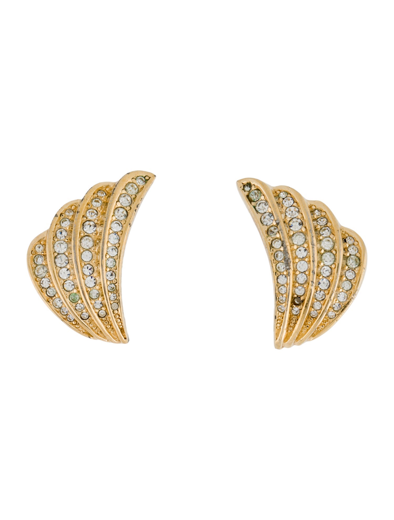 Christian Dior Vintage Crystal Wing Clip-On Earrings