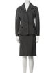 Christian Dior Virgin Wool Polka Dot Print Skirt Suit
