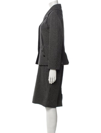 Christian Dior Virgin Wool Polka Dot Print Skirt Suit