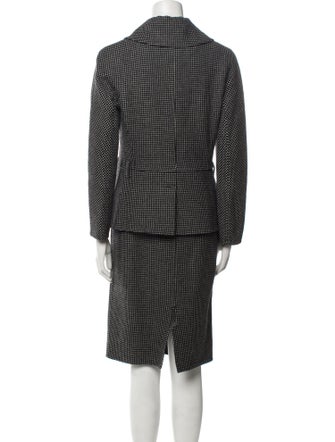 Christian Dior Virgin Wool Polka Dot Print Skirt Suit